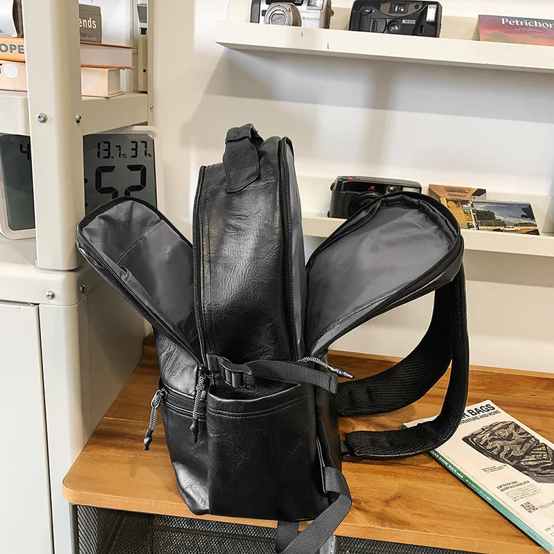Travel Backpack | Water-Resistant Leather & Multiple Compartments | Fits 15-Inch Laptop
