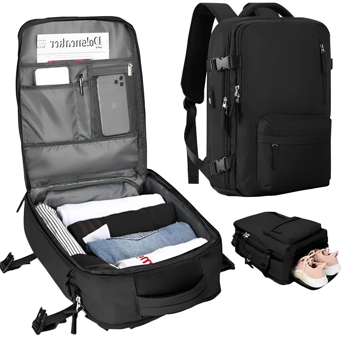 Travel Backpack | Waterproof Nylon, Anti-Theft & USB Charging | 35L Carry-On Friendly