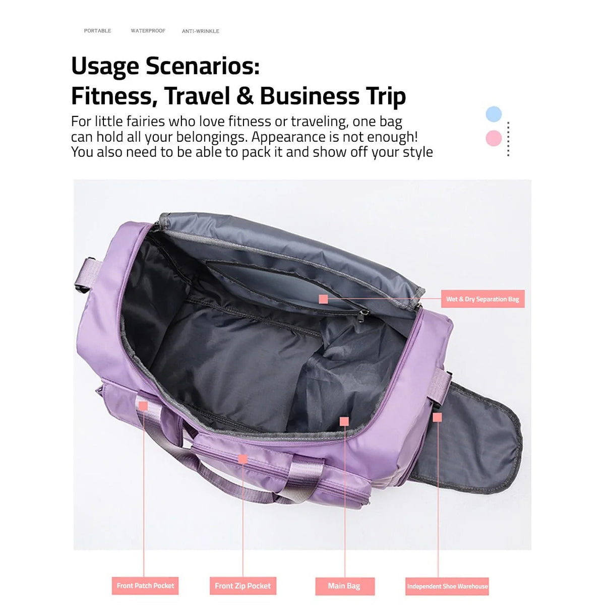 Travel Duffle Bag | Waterproof Oxford & Multi-Pocket