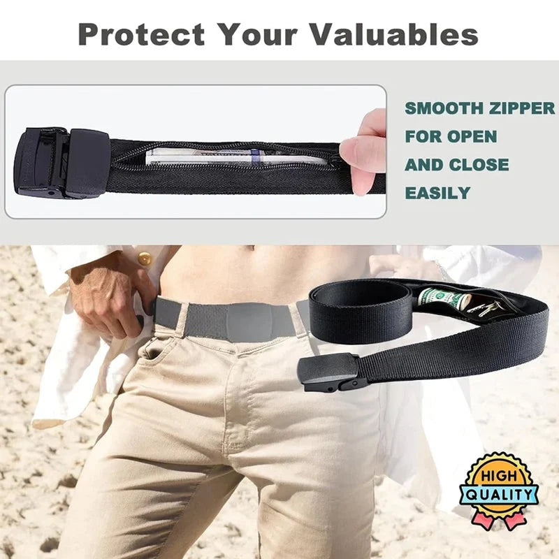 Travel Money Belt | Hidden Zipper Pocket & Anti-Slip Metal Buckle