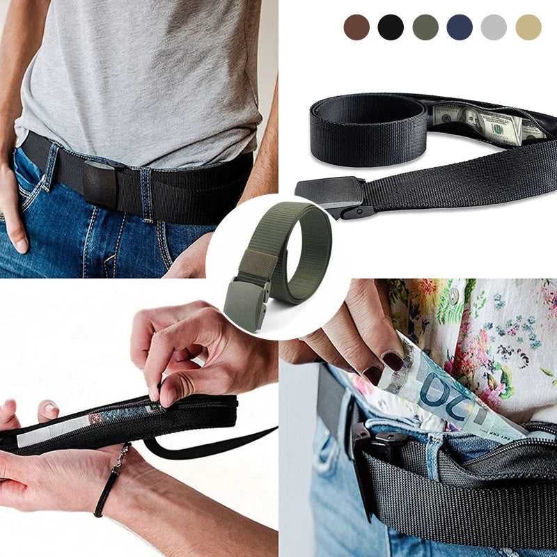 Travel Money Belt | Hidden Zipper Pocket & Anti-Slip Metal Buckle