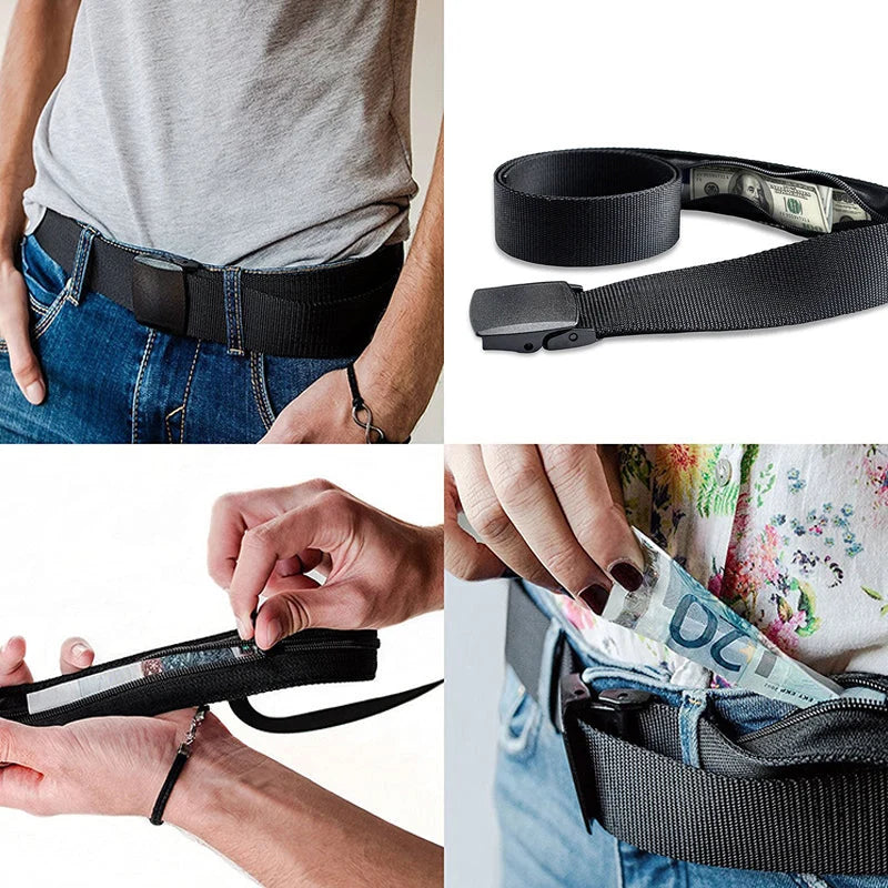 Travel Money Belt | Hidden Zipper Pocket & Anti-Slip Metal Buckle