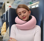 Travel Neck Pillow | Ergonomic Contoured Support & Snap Closure | Includes Sleep Mask & Earplugs