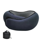 Travel Neck Pillow | Ergonomic Contoured Support & Snap Closure | Includes Sleep Mask & Earplugs