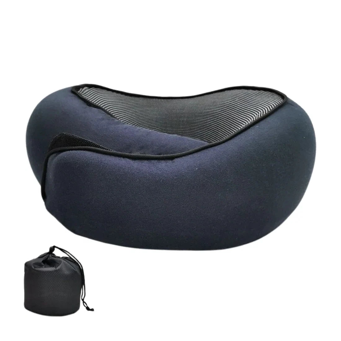 Travel Neck Pillow | Ergonomic Contoured Support & Snap Closure | Includes Sleep Mask & Earplugs