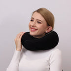 Travel Neck Pillow | Ergonomic Contoured Support & Snap Closure | Includes Sleep Mask & Earplugs
