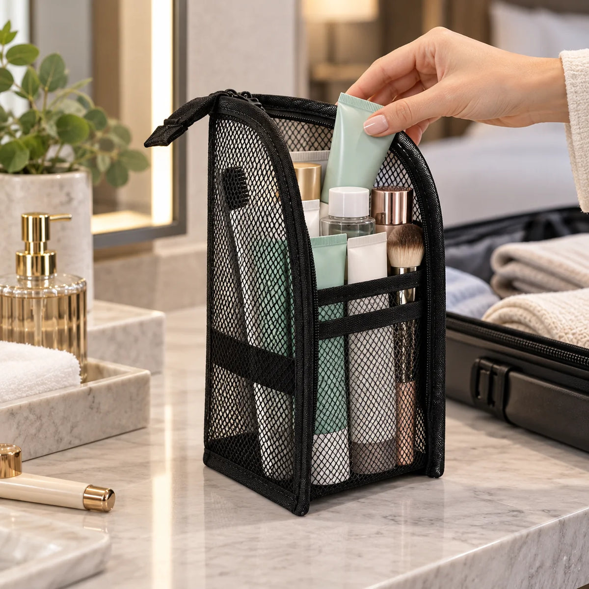 Travel Toiletry Bag | Self-Standing & Easy-Access | Multiple Compartments