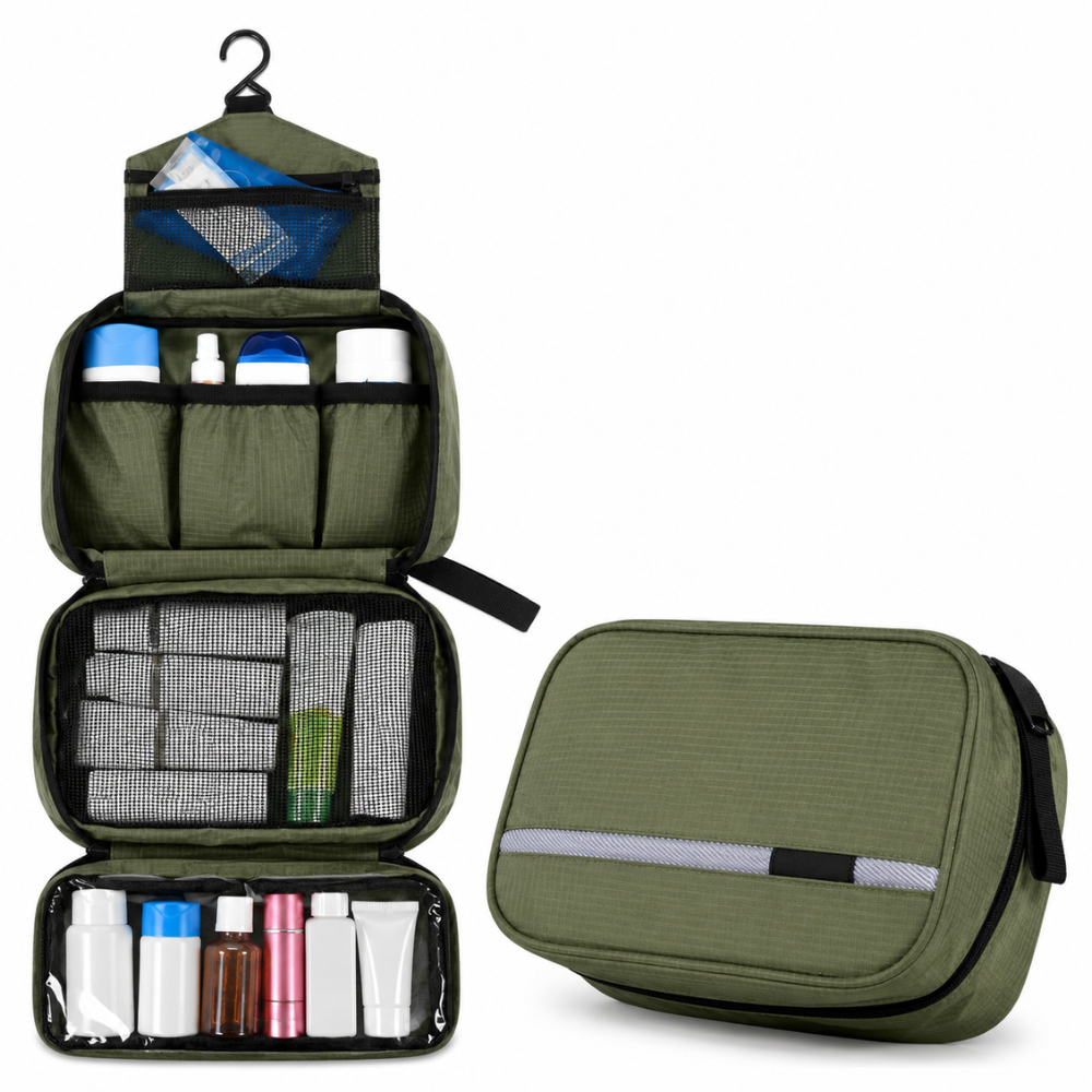 Travel Toiletry Bag with Zippered Opening