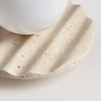 Ceiling Light | Hand-Carved Travertine Wave Plate | Opal Glass Globe, 20 cm