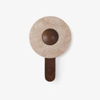 Wall Sconce | Circular Travertine Shade | Solid Wood Base, E27 Base