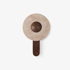 Wall Sconce | Circular Travertine Shade | Solid Wood Base, E27 Base