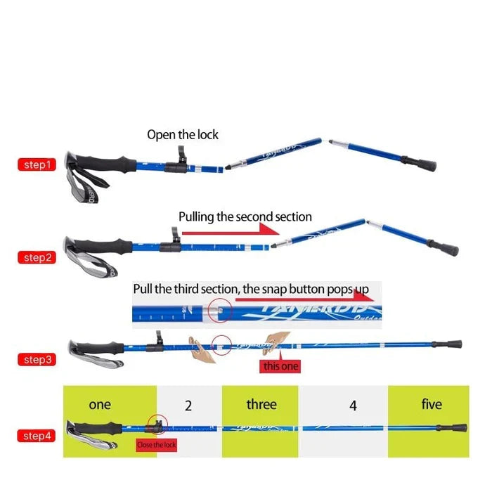 Trekking Pole | Adjustable Telescopic & Lightweight Aluminum | Single Pole