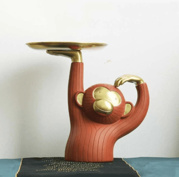 Trinket Tray | Handmade Resin Monkey & Wrought-Iron Base