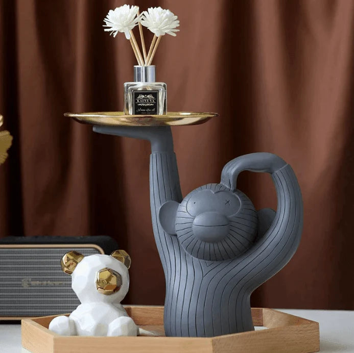 Trinket Tray | Handmade Resin Monkey & Wrought-Iron Base
