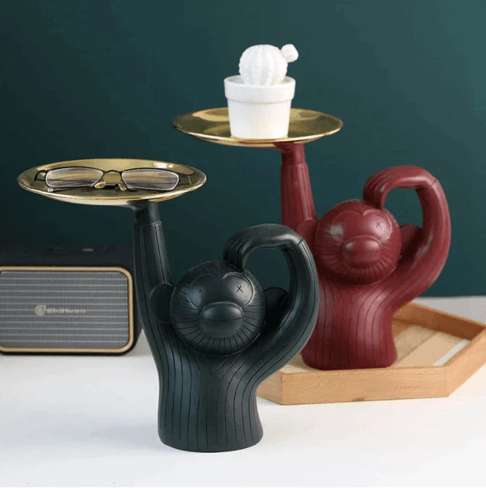 Trinket Tray | Handmade Resin Monkey & Wrought-Iron Base