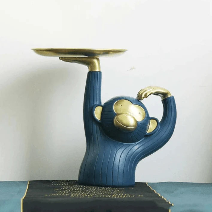 Trinket Tray | Handmade Resin Monkey & Wrought-Iron Base