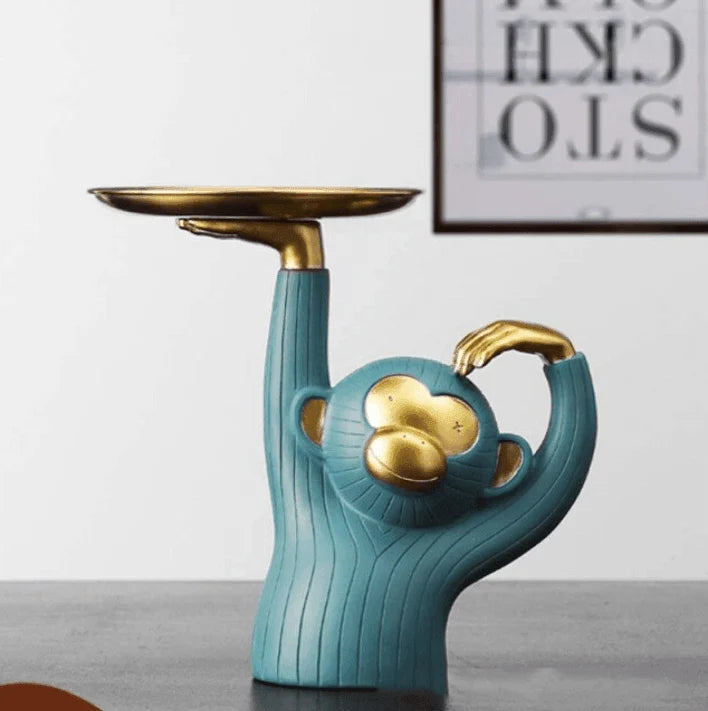 Trinket Tray | Handmade Resin Monkey & Wrought-Iron Base