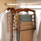 Trouser Hanger | Five-Tier Space-Saving Wood & Metal Frame
