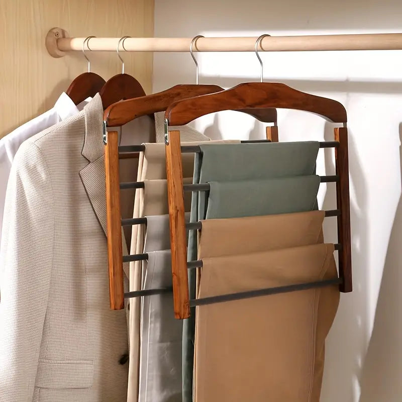 Trouser Hanger | Five-Tier Space-Saving Wood & Metal Frame