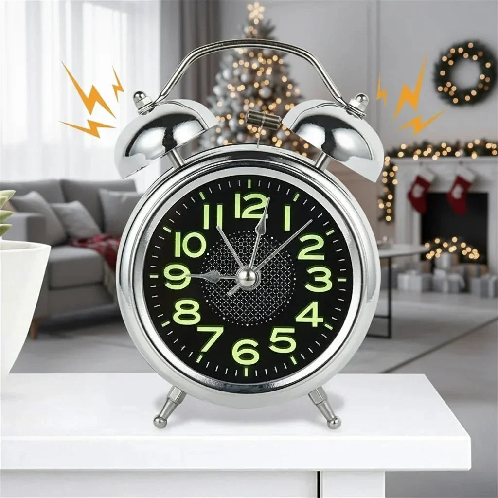 Twin Bell Alarm Clock | Loud Ring & Silent Quartz | Luminous Dial