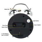 Twin Bell Alarm Clock | Loud Ring & Silent Quartz | Luminous Dial