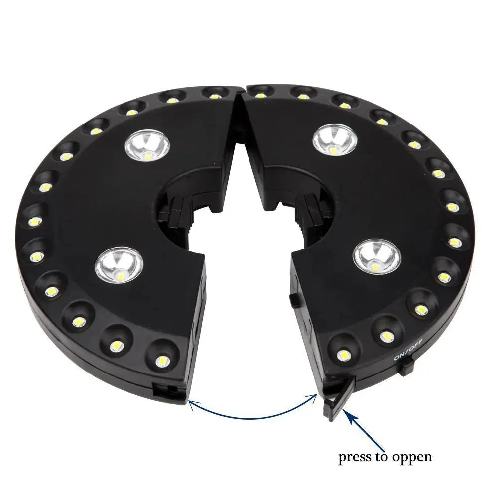 Umbrella Light | Clamp-On Battery-Powered & Weatherproof | Fits 3.6–4.3 cm Poles