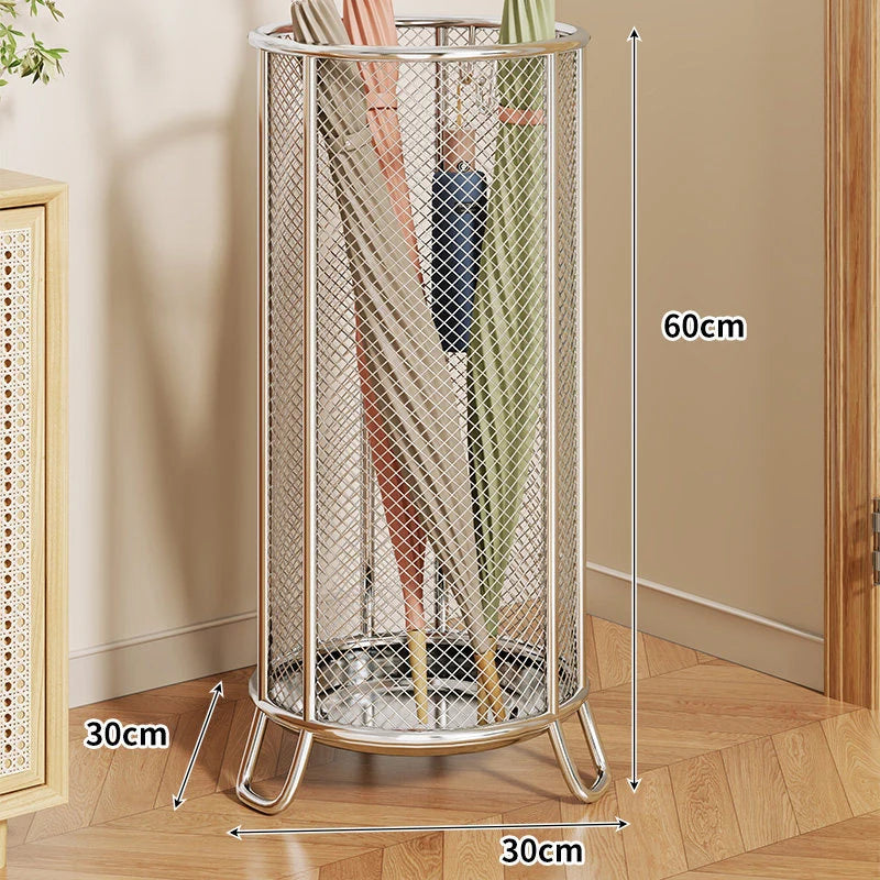 Umbrella Stand | Powder-Coated Metal Mesh & Elevated Base