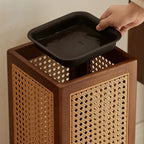 Umbrella Stand | Woven Rattan & Solid Wood | 20 In Height