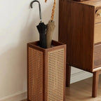 Umbrella Stand | Woven Rattan & Solid Wood | 20 In Height