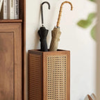 Umbrella Stand | Woven Rattan & Solid Wood | 20 In Height