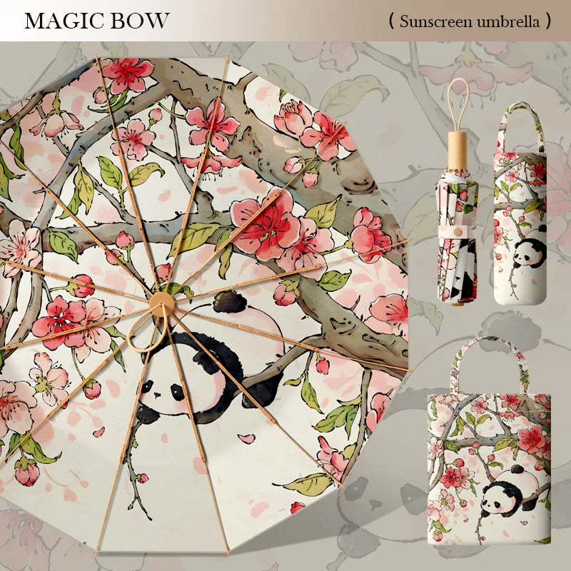 Umbrella | UV Protection & Hand-Painted Panda Design