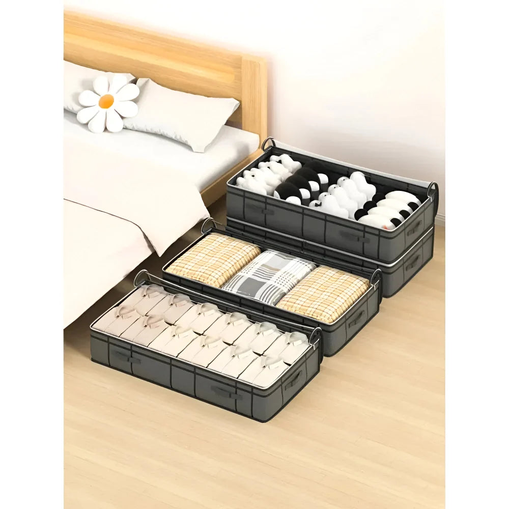 Under-Bed Storage Box | Transparent Lid & Foldable Design | Space-Saving