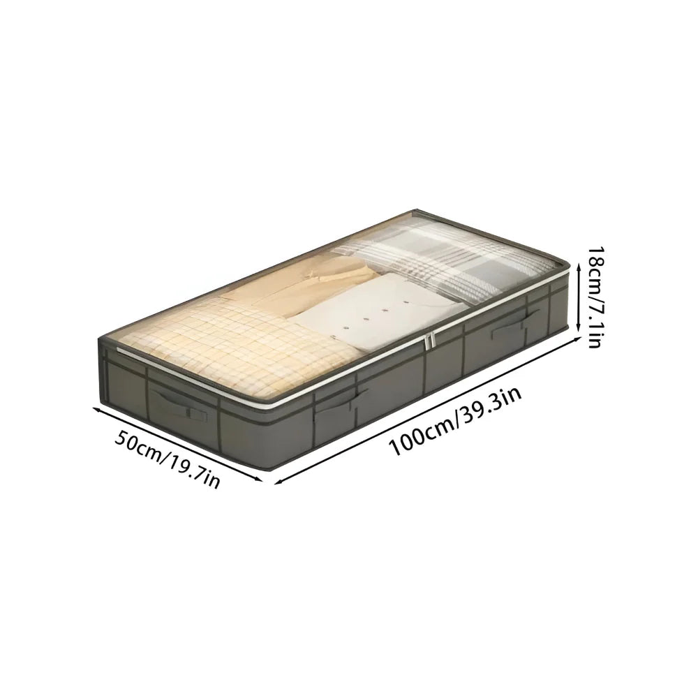 Under-Bed Storage Box | Transparent Lid & Foldable Design | Space-Saving