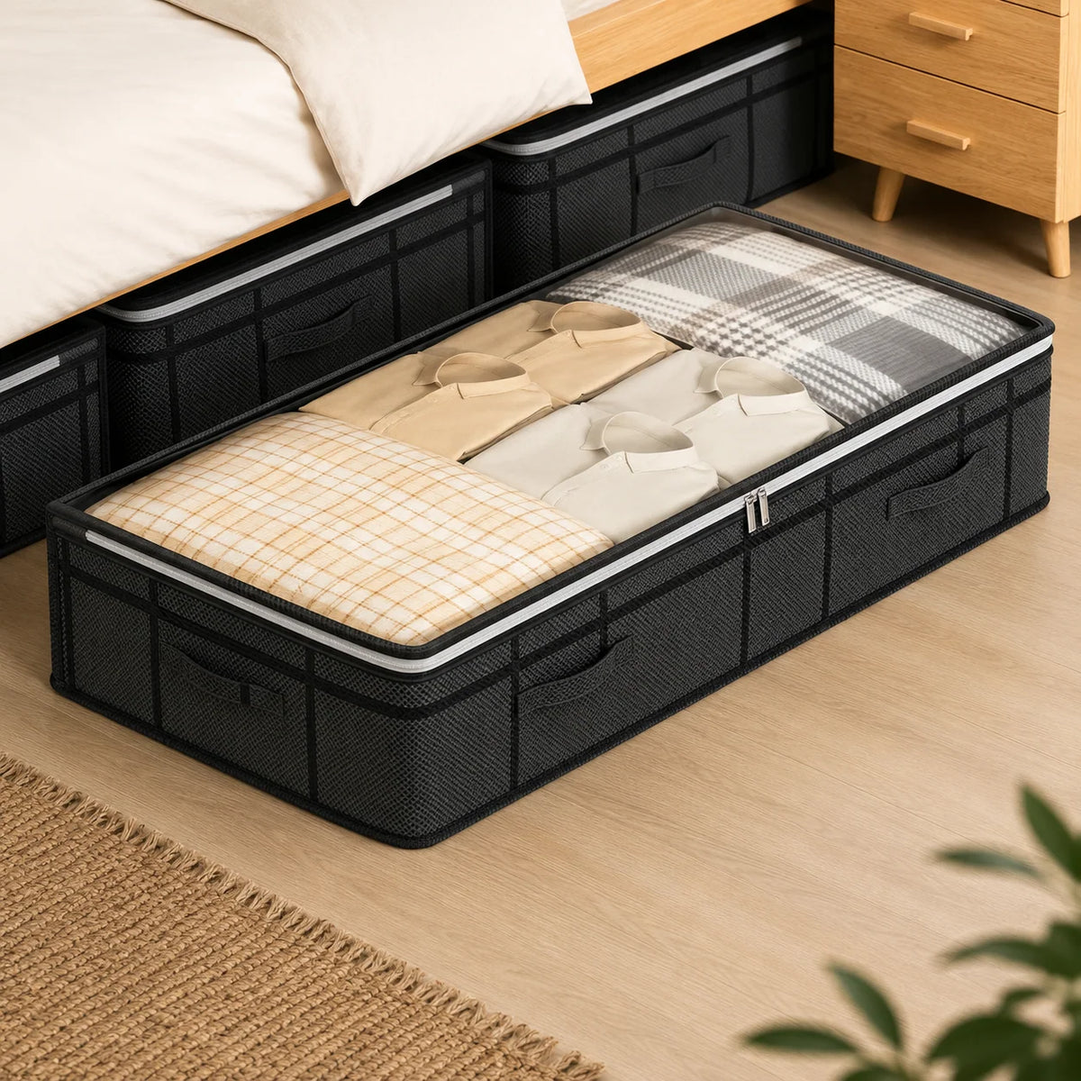 Under-Bed Storage Box | Transparent Lid & Foldable Design | Space-Saving