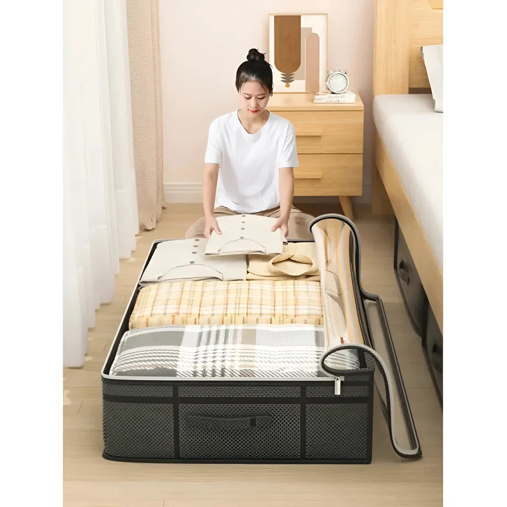 Under-Bed Storage Box | Transparent Lid & Foldable Design | Space-Saving