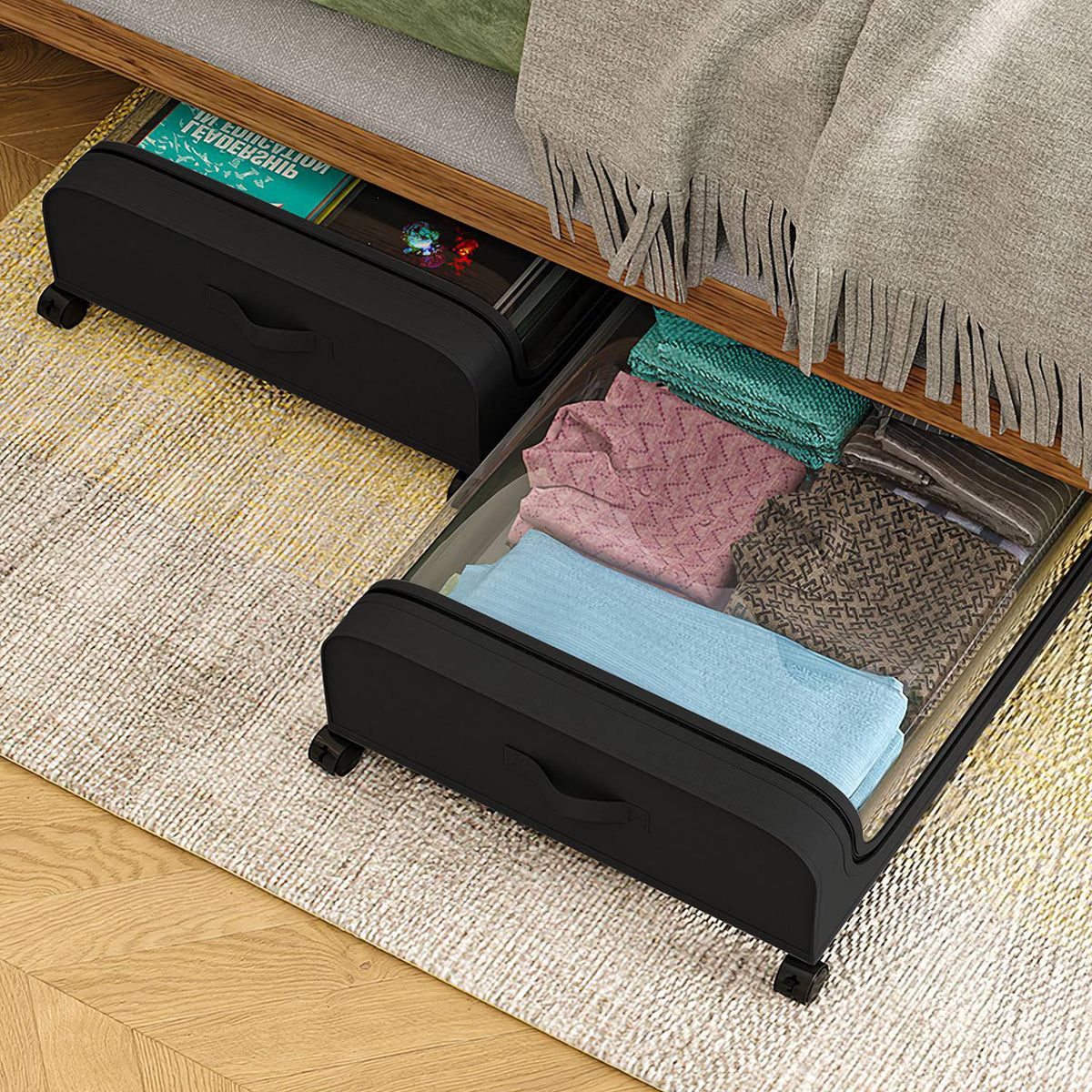 Under-Bed Storage Containers | Low-Profile Lidded Design | Set of 2