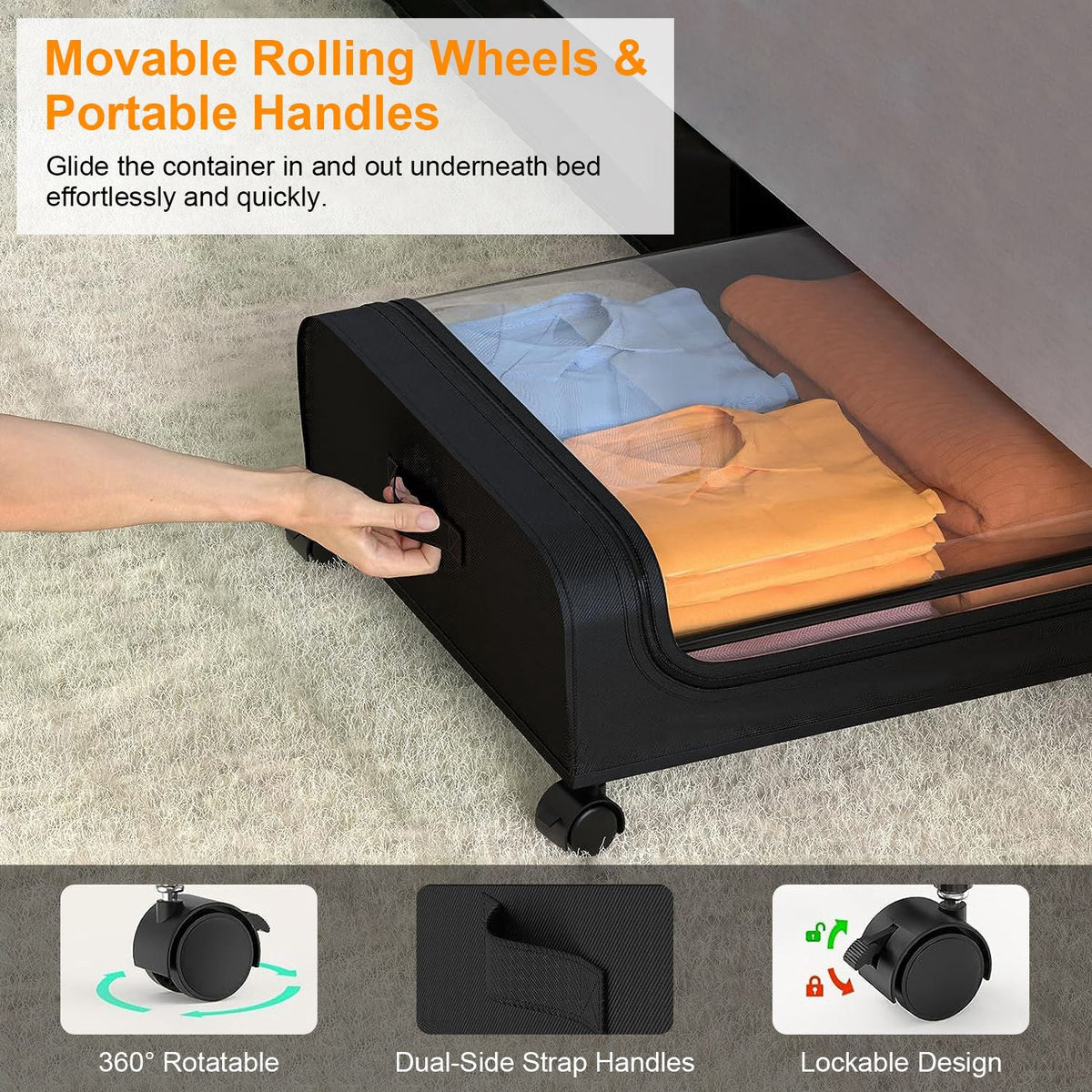 Under-Bed Storage Containers | Low-Profile Lidded Design | Set of 2