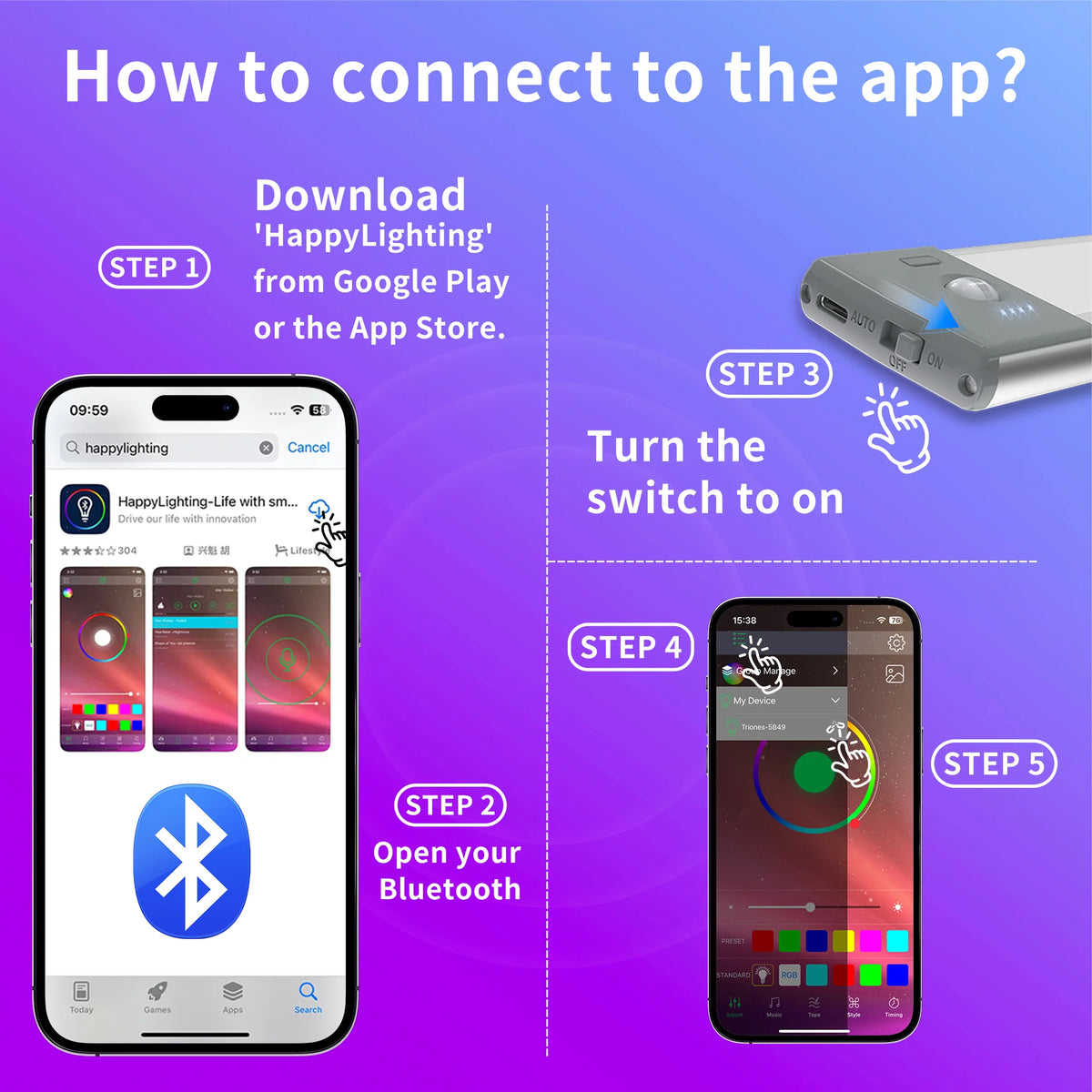 Under-Cabinet Light | RGB Motion Sensor & App-Controlled | Rechargeable