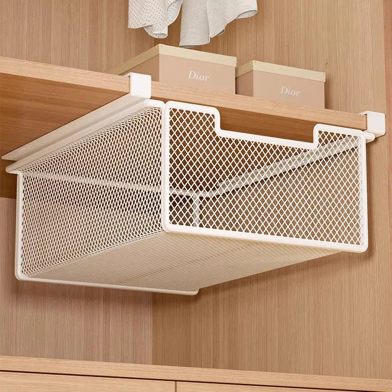 Under-Shelf Pull-Out Basket | Ventilated Metal Mesh & Tool-Free Clamp Rail | 38 cm Depth