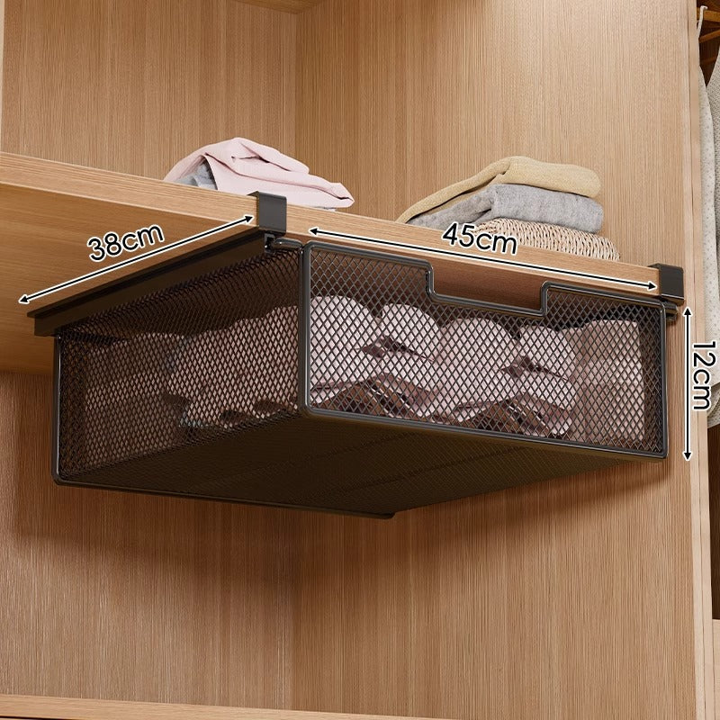 Under-Shelf Pull-Out Basket | Ventilated Metal Mesh & Tool-Free Clamp Rail | 38 cm Depth