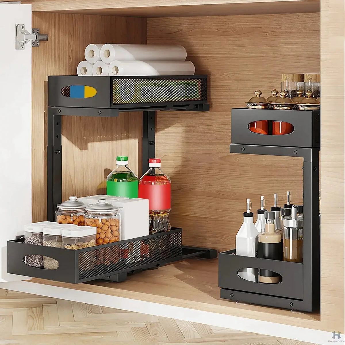 Under-Sink Organizer | 2-Tier Pull-Out | Adjustable Height | Set of 2