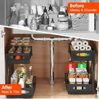 Under-Sink Organizer | 2-Tier Pull-Out | Adjustable Height | Set of 2