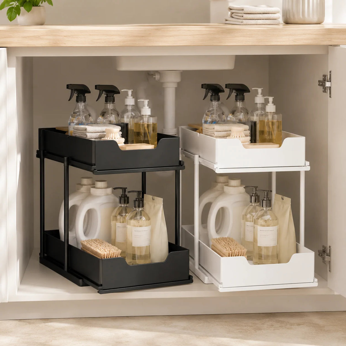 Under-Sink Organizer | Pull-Out Two-Tier & Non-Slip Surface