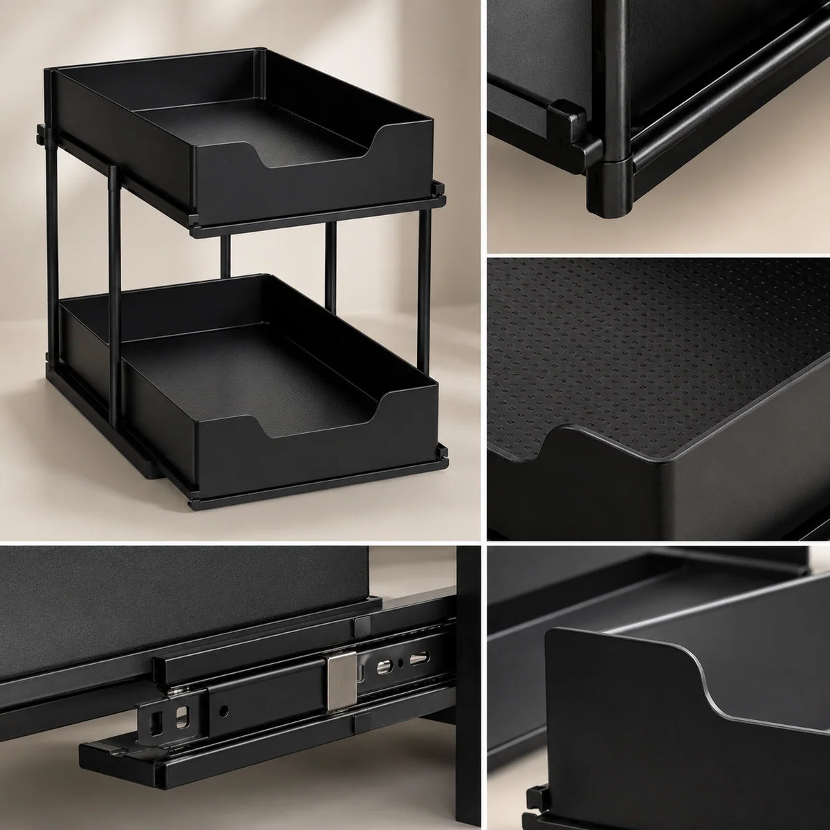 Under-Sink Organizer | Pull-Out Two-Tier & Non-Slip Surface