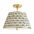 Ursula Vintage Country Brass Printed Pleated Ceiling Lamp