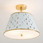 Ursula Vintage Country Brass Printed Pleated Ceiling Lamp