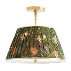 Ursula Vintage Country Brass Printed Pleated Ceiling Lamp