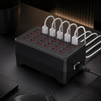 USB Charging Station | 30-Port Smart Cooling & Anti-Slip