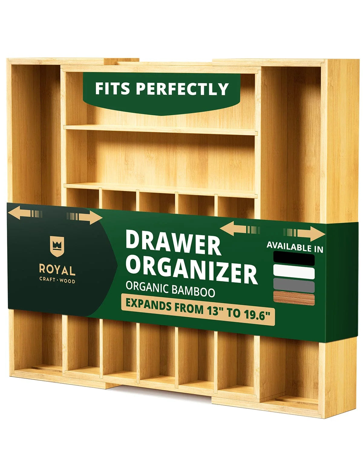 Utensil Drawer Organizer | Expandable Bamboo | 9 Compartments