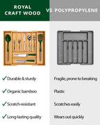 Utensil Drawer Organizer | Expandable Bamboo | 9 Compartments